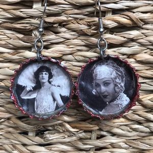Eco friendly handmade bottle cap earrings